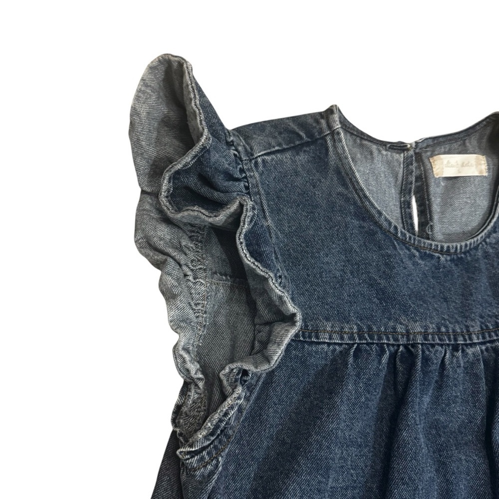 Altar'd State Blue Ruffle Sleeve Keyhole Medium Dark Wash Jean Denim Dress Small - Picture 5 of 10